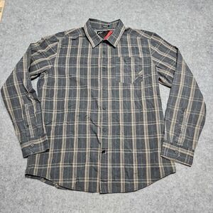 ALPINESTARS Men's XL Gray Plaid Cotton‎ L/S Button Up Shirt Motorcycle